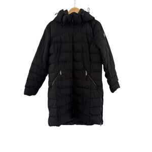 Michael Kors Black Puffer Coat Light Weight Down Fill Jacket Parka XL Women READ
